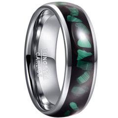 (Wholesale)Tungsten Carbide Green Malachite Ring-7897