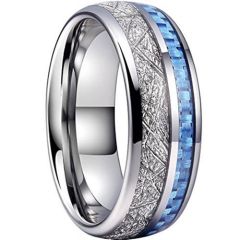 (Wholesale)Tungsten Carbide Ring With Carbon Fiber & Meteorite-7960