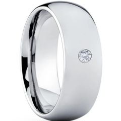 (Wholesale)Tungsten Carbide Dome Court Ring With Cubic Zirconia-7967