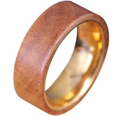 (Wholesale)Gold Tone Tungsten Carbide Ring With Koa Wood-8133