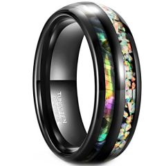 (Wholesale)Black Tungsten Carbide Abalone Shell & Crushed Opal-8167