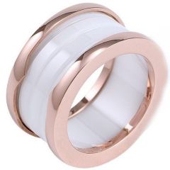 (Wholesale)Rose Tungsten Carbide Ring With White Ceramic-8272