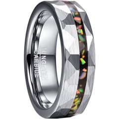 (Wholesale)Tungsten Carbide Faceted Ring With Crushed Opal-8274
