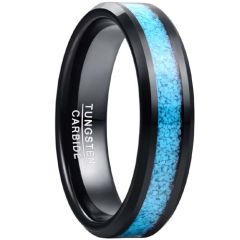 (Wholesale)Black Tungsten Carbide Ring With Turquoise-8277