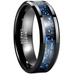 (Wholesale)Black Tungsten Carbide Celtic Ring With Carbon Fiber-8279