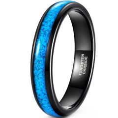 (Wholesale)Black Tungsten Carbide Turquoise Dome Court Ring-8300