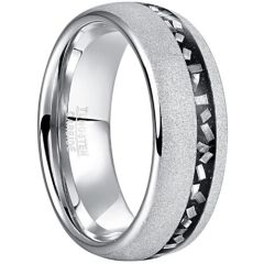 (Wholesale)Tungsten Carbide Ring With Meteorite & Silver Foil-8765