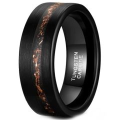 (Wholesale)Black Tungsten Carbide Copper Foil Ring-8866