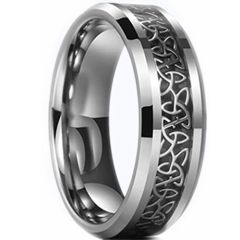(Wholesale)Tungsten Carbide Trinity Knots Ring With Carbon Fiber-9330