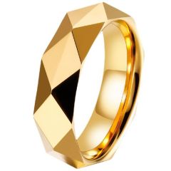 (Wholesale)Gold Tone Tungsten Carbide Faceted Ring-9340