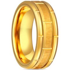 (Wholesale)Gold Tone Tungsten Carbide Tire Tread Ring-9735