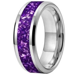 (Wholesale)Tungsten Carbide Ring With Purple Amethyst-9843
