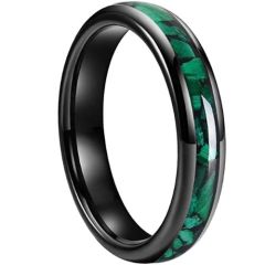 (Wholesale)Black Tungsten Carbide Green Malachite Ring-9853