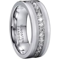 (Wholesale)Tungsten Carbide Ring With Cubic Zirconia-9863