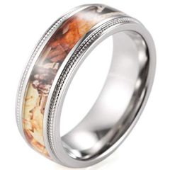 (Wholesale)Tungsten Carbide Camo Ring With Miligrain - 2281