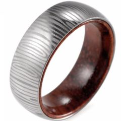 (Wholesale)Tungsten Carbide Damascus Wood Ring - 2448