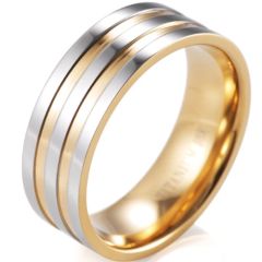 (Wholesale)Tungsten Carbide Double Grooves Ring - 2495