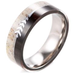 (Wholesale)Tungsten Carbide Wood Imitate Meteorite Ring - 2598