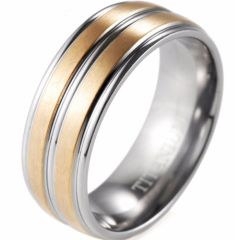 (Wholesale)Tungsten Carbide Center Groove Step Edges Ring-2624