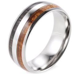 (Wholesale)Tungsten Carbide Ebony Gabon Wood Ring - 3376