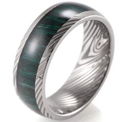 (Wholesale)Tungsten Carbide Wood Damascus Ring - 3799