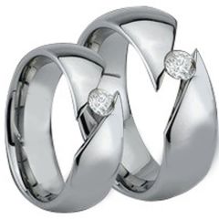 (Wholesale)Tungsten Carbide Tension Set Solitaire Ring - TG882