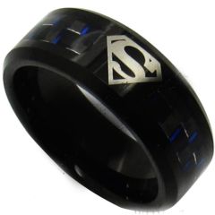 (Wholesale)Tungsten Carbide SuperMan Carbon Fiber Ring-873CC