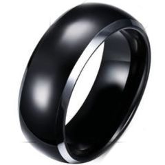 (Wholesale)Tungsten Carbide Dome Beveled Edges Ring - TG4680