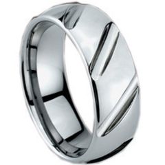 (Wholesale)Tungsten Carbide Diagonal Groove Ring - TG1004
