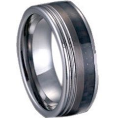 (Wholesale)Tungsten Carbide Double Groove Ring With Carbon Fiber-544