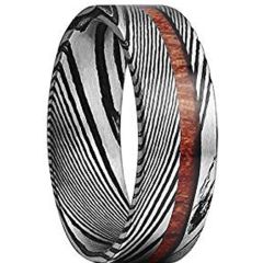 (Wholesale)Tungsten Carbide Damascus Wood Ring - TG1087