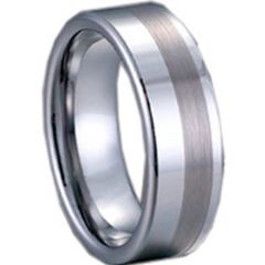 (Wholesale)Tungsten Carbide Offset Line Ring - TG1133