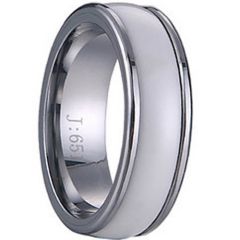 (Wholesale)Tungsten Carbide Ring With White Ceramic - TG1140