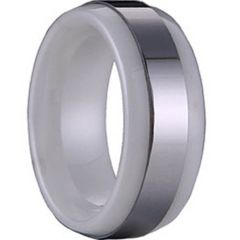 (Wholesale)Tungsten Carbide Ring With White Ceramic - TG1142
