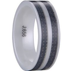 (Wholesale)White Ceramic Ring with Carbon Fiber - TG1143