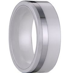 (Wholesale)Tungsten Carbide Ring With White Ceramic - TG1145