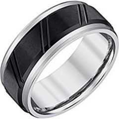 (Wholesale)Tungsten Carbide Diagonal Groove Ring - TG1228