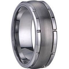 (Wholesale)Tungsten Carbide Vertical Groove Ring - TG1252