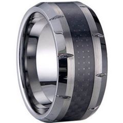(Wholesale)Tungsten Carbide Ring With Carbon Fiber-TG1261