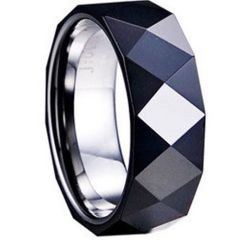 (Wholesale)Tungsten Carbide Faceted Ring - TG1279