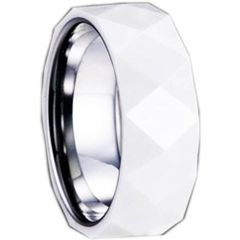 (Wholesale)Tungsten Carbide Ring With White Ceramic - TG1280