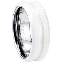 (Wholesale)Tungsten Carbide Ring With White Ceramic - TG1283