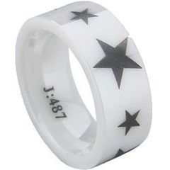 (Wholesale)White Ceramic Star Ring - TG1303