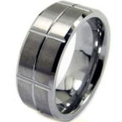 (Wholesale)Tungsten Carbide Vertical & Horizontal Groove Ring-1364