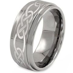 (Wholesale)Tungsten Carbide Celtic Step Edges Ring - TG1372