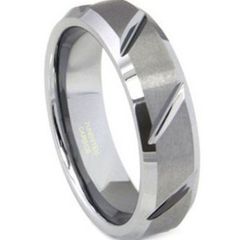 (Wholesale)Tungsten Carbide Diagonal Groove Ring - TG1373