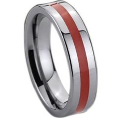 (Wholesale)Tungsten Carbide Ring With Red Ceramic - TG137AA