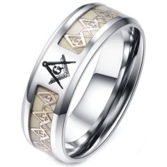 (Wholesale)Tungsten Carbide Masonic Glow Ring - TG1385