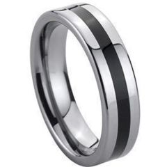 (Wholesale)Tungsten Carbide Ring With Black Ceramic - TG139
