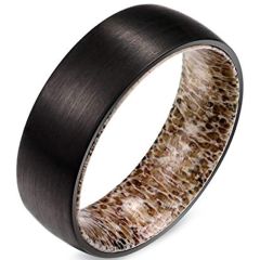 (Wholesale)Black Tungsten Carbide Deer Antler Ring - TG1426